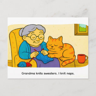 Postal Gato de dibujos animados lindo descansando sobre l