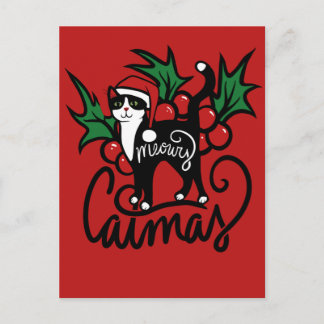 Postal Gato de esmoquin de Navidad