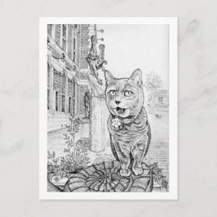 Postal Gato de Filadelfia cerca de la Academia de Ciencia