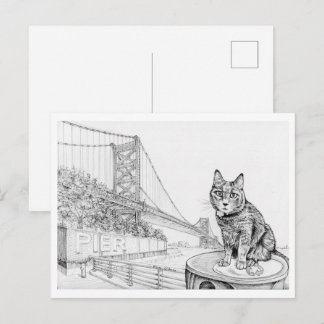Postal Gato de Filadelfia cerca del puente Ben Franklin