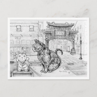 Postal Gato de Filadelfia en Chinatown