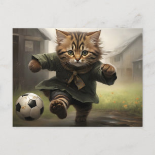 Postal Gato de fútbol aburrido