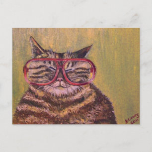 Postal Gato de Gafas de Grasa Grande
