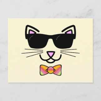 Postal Gato de Guay con gafas de sol y una BowTie