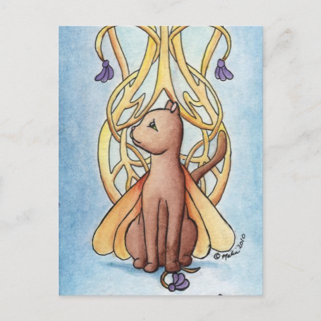Postal Gato de hadas de Art Nouveau (Anverso)