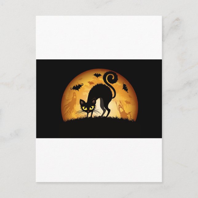 Postal Gato de Halloween (Anverso)
