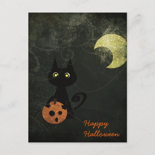 Postal Gato de Halloween (Anverso)