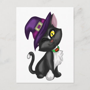 Postal Gato de Halloween con Gorra