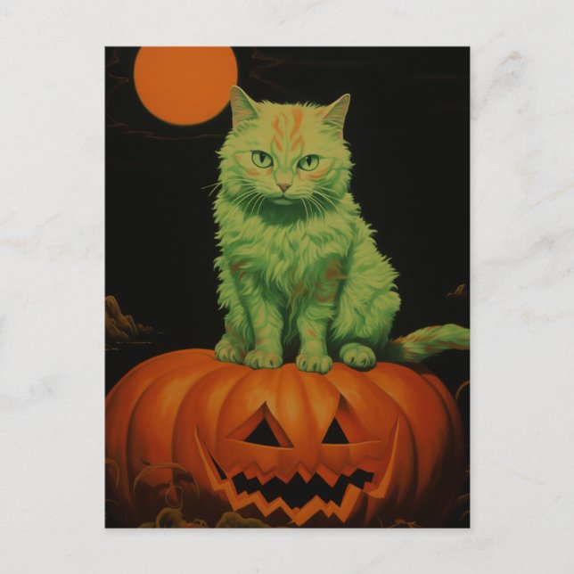 Postal Gato de Halloween espumoso (Anverso)