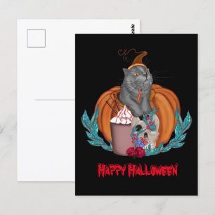 Postal Gato de Halloween Feliz Halloween