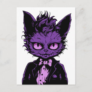 Postal Gato de Halloween Púrpura