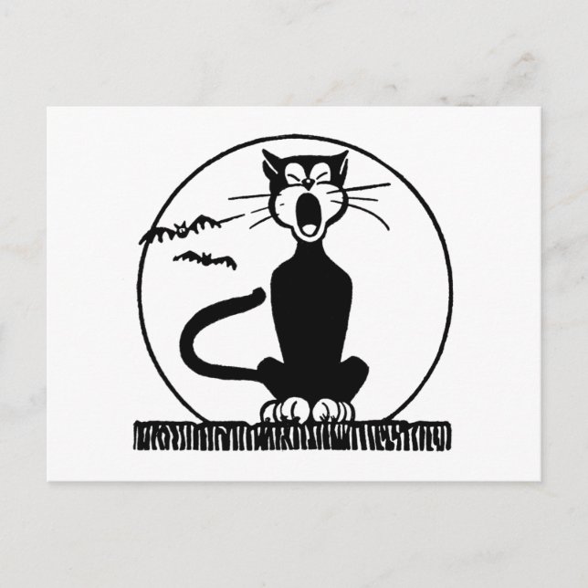 Postal Gato de Halloween vintage (Anverso)