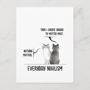 Postal Gato de humor oscuro nihilismo cotidiano Introvert