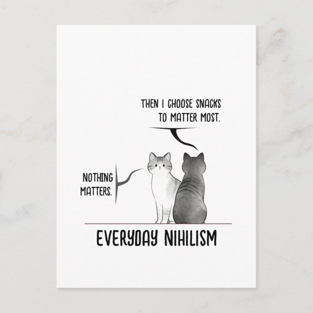 Postal Gato de humor oscuro nihilismo cotidiano Introvert (Anverso)
