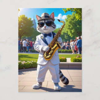 Postal Gato de Jazz Genial