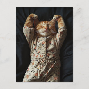 Postal Gato de jengibre adorable en jeques