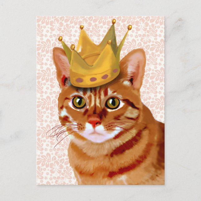 Postal Gato de jengibre con retrato de corona (Anverso)