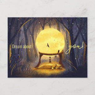 Postal Gato de jengibre en el bosque encantado personaliz