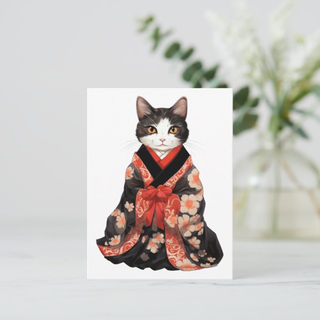 Postal Gato de Kimono (Anverso de pie)
