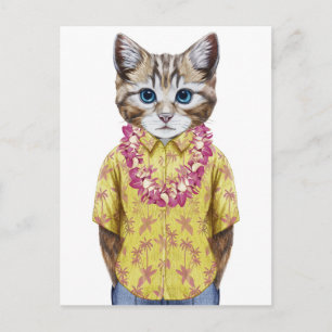 Postal Gato de Kitty Hawaiano