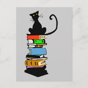 Postal Gato de la biblioteca