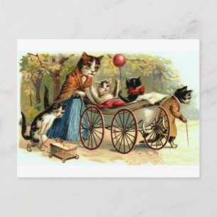 Postal Gato de la madre del vintage