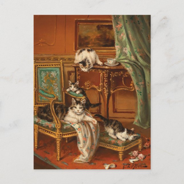 Postal Gato de la madre orgulloso | Jules Le Roy (Anverso)