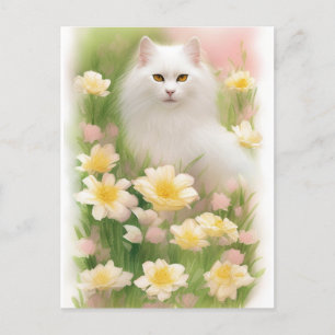 Postal Gato de larga duración blanco