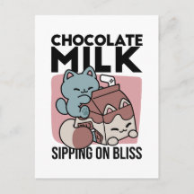 Gato de Leche Chocolate Kawaii – Bebida Acogedora 