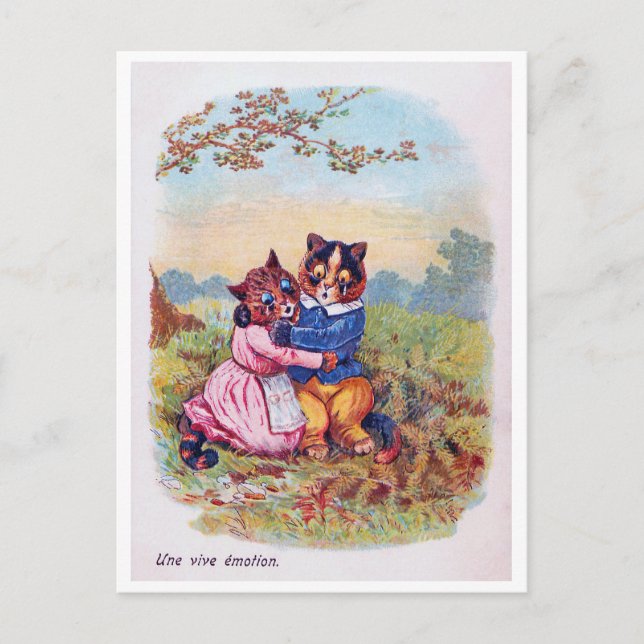 Postal Gato de los amantes (Emoción fuerte), Louis Wain (Anverso)