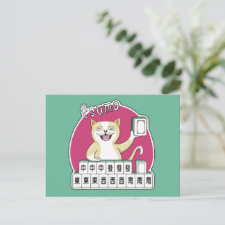 Postal Gato de Mahjong Americano Tsumo Ganar por Autoconc