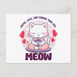 Postal Gato de meditación - Gato kawaii