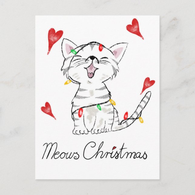 Postal gato de Navidad  (Anverso)