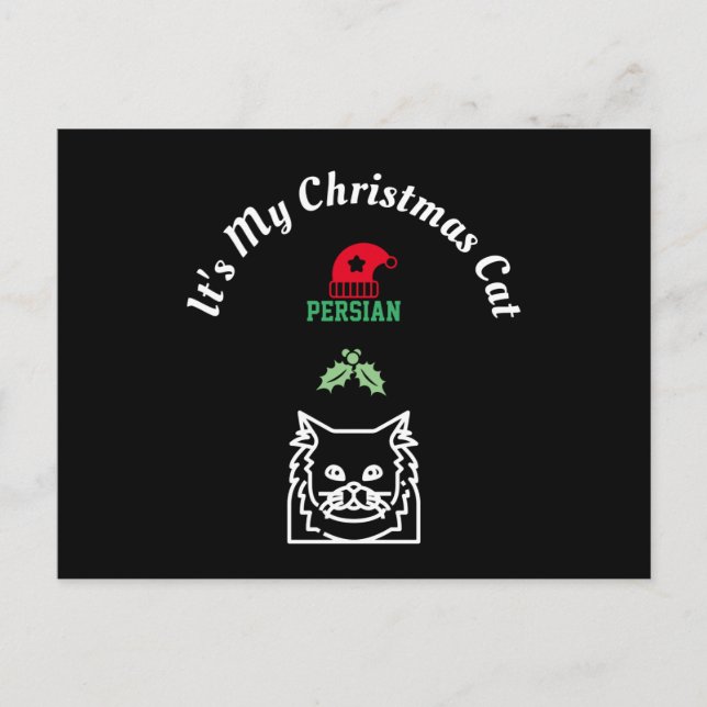 Postal Gato de Navidad - Persa (Anverso)
