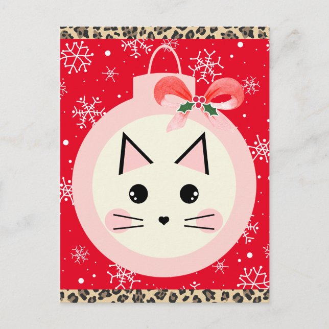 Postal Gato de Navidades de corte (Anverso)