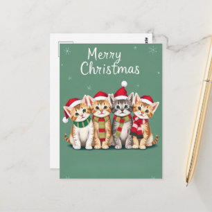 Postal Gato de Navidades de gatos festivos