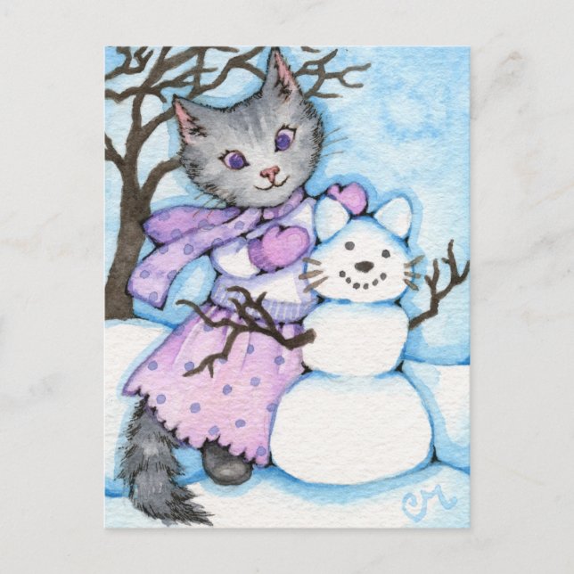 Postal Gato de nieve - Postcard kitty (Anverso)