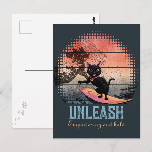 Postal Gato de ondulación al atardecer (Anverso / Reverso)