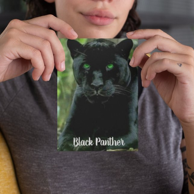 Postal Gato de pantera negra deslumbrante con ojos verdes (Subido por el creador)