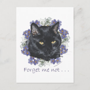 Postal Gato de pelo corto negro No me olvides