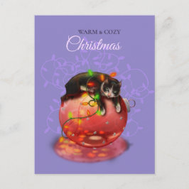 Postal Gato de pequeños Navidades ilumina la magia de inv