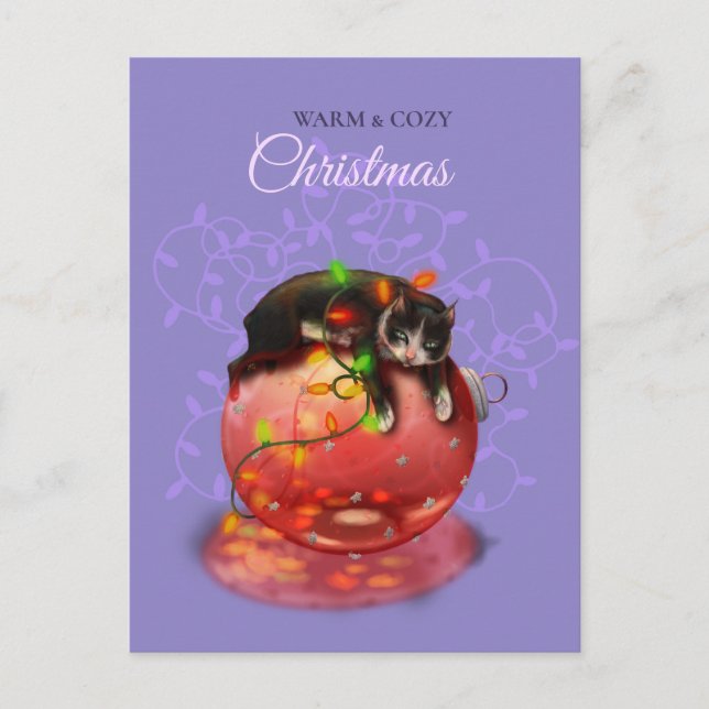 Postal Gato de pequeños Navidades ilumina la magia de inv (Anverso)