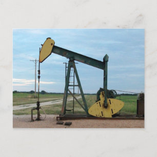 Postal Gato de petróleo, bomba de petróleo, en campo