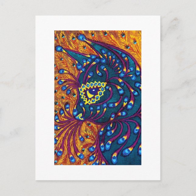 Postal Gato de pluma de pavo real, Louis Wain (Anverso)