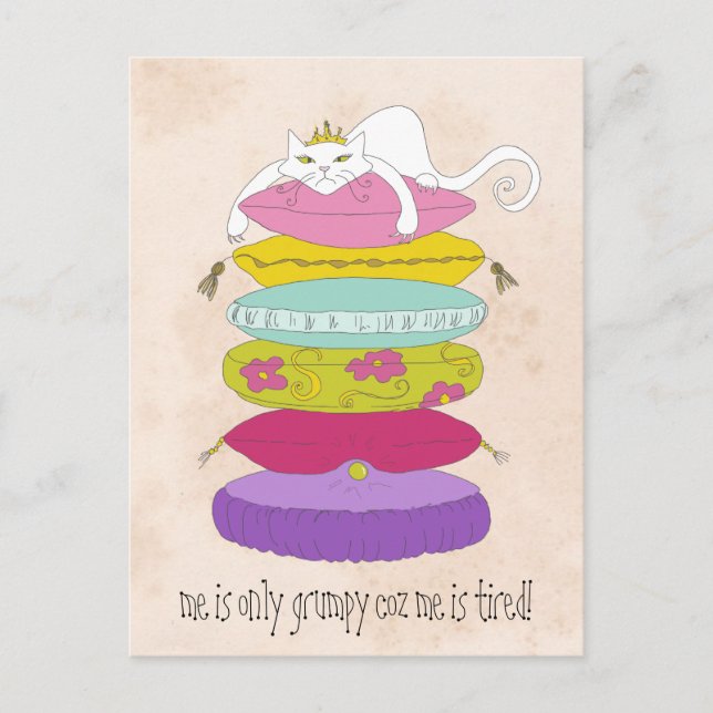Postal Gato de princesa gruñón y personalizados de guisan (Anverso)