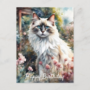 Postal Gato de Ragdoll en inglés Garden Birday
