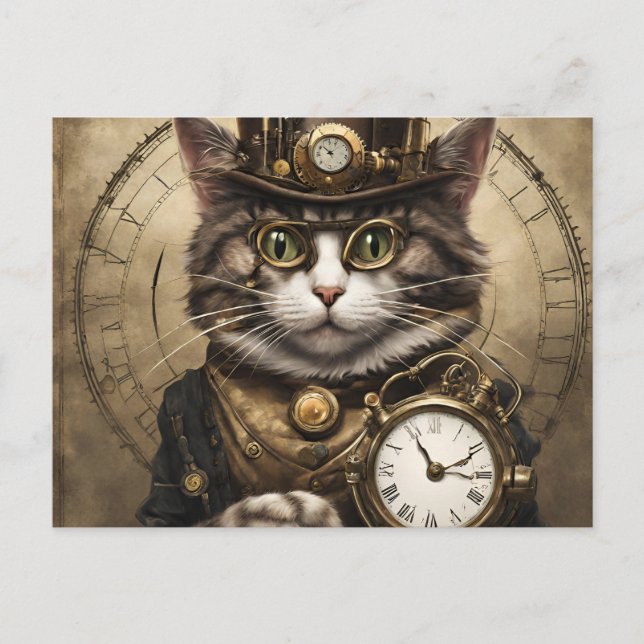 Postal Gato de reloj (Anverso)