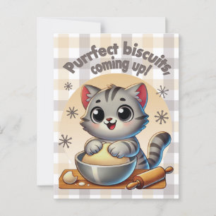 Postal Gato de rodillas "Procure galletas, venga"