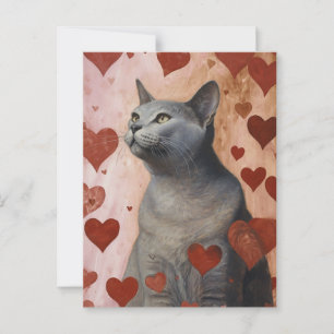 Postal Gato de San Valentín lindo