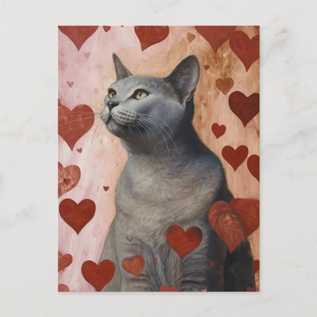 Postal Gato de San Valentín lindo (Anverso)
